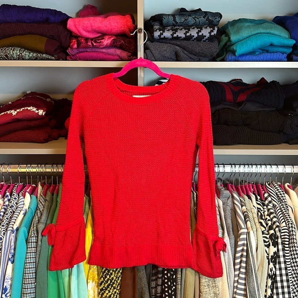 Loft red long sleeve crew neck sweater size XS